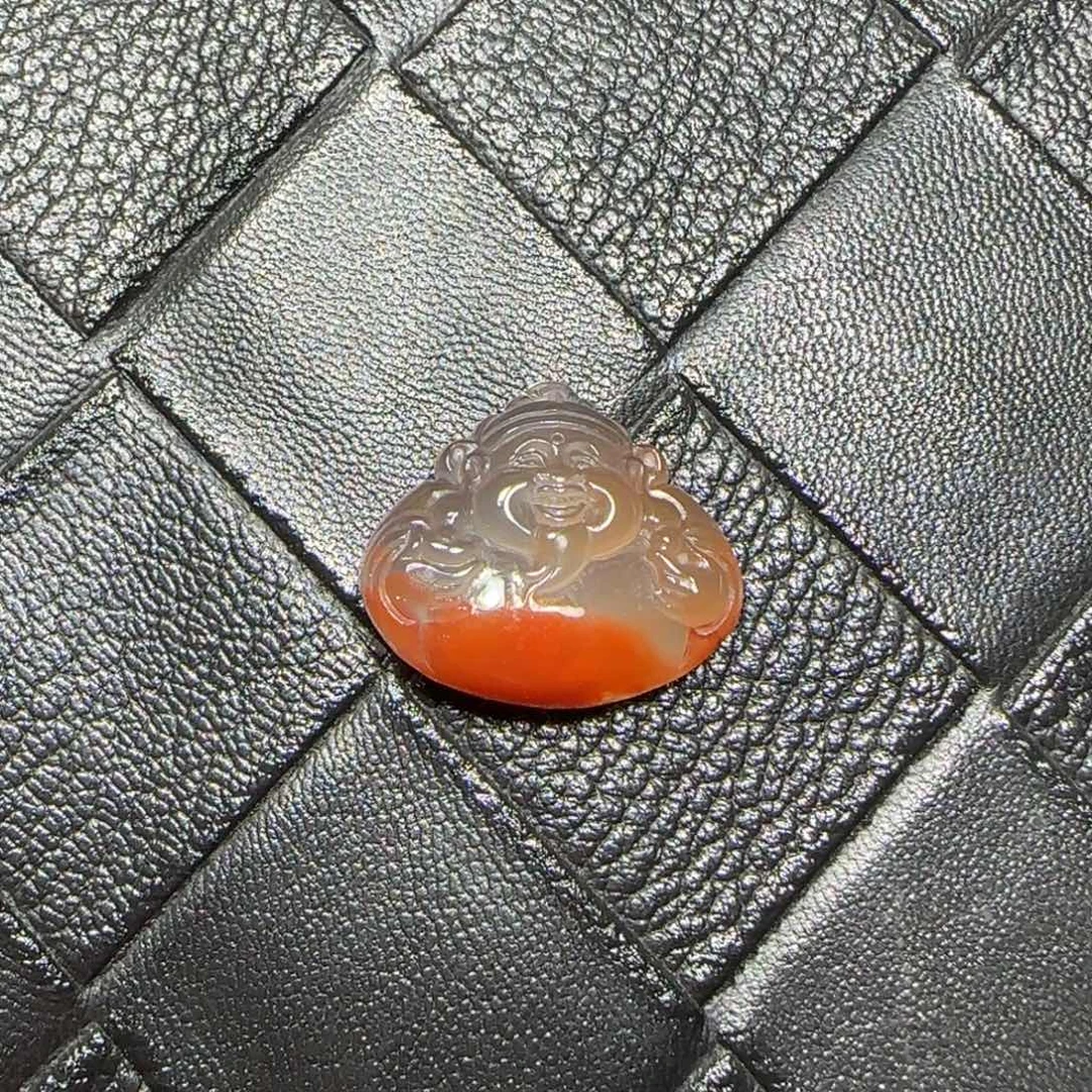 南红玛瑙未镶嵌冰飘财神吊坠