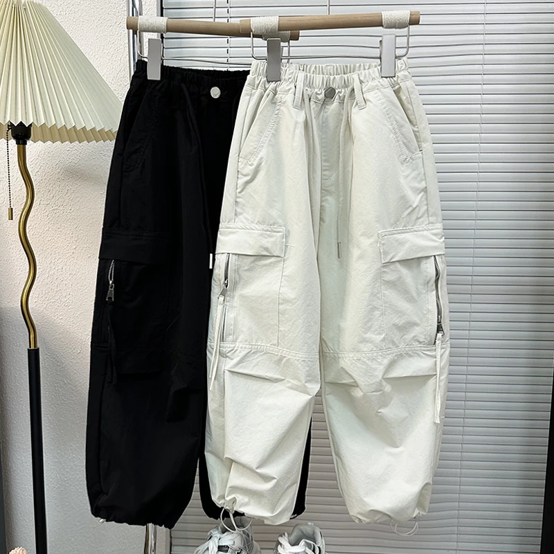 女童工装裤夏季2025新款儿童简约宽松裤子夏装女孩薄款休闲裤洋气