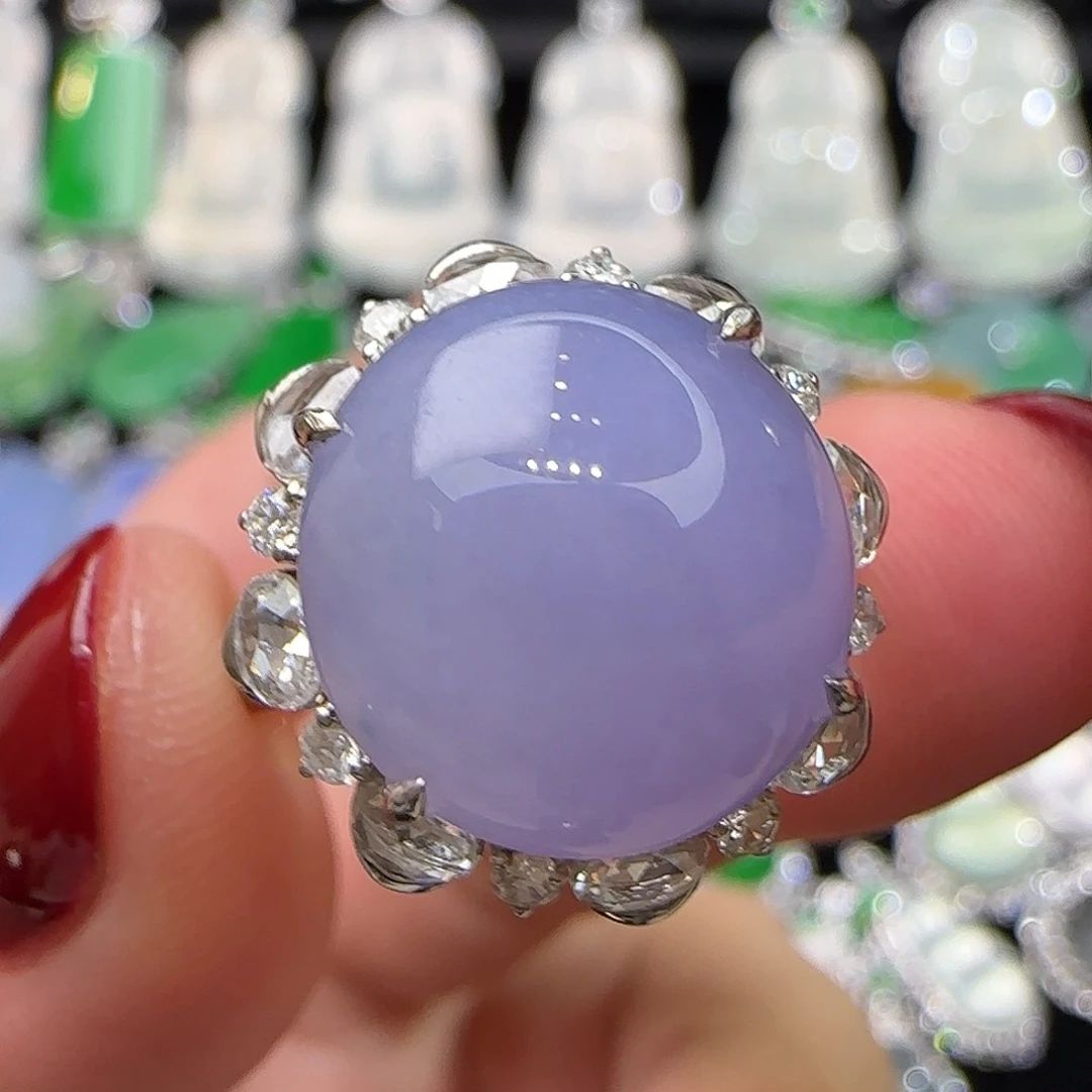 18K金镶嵌戒指翡翠天然翡翠