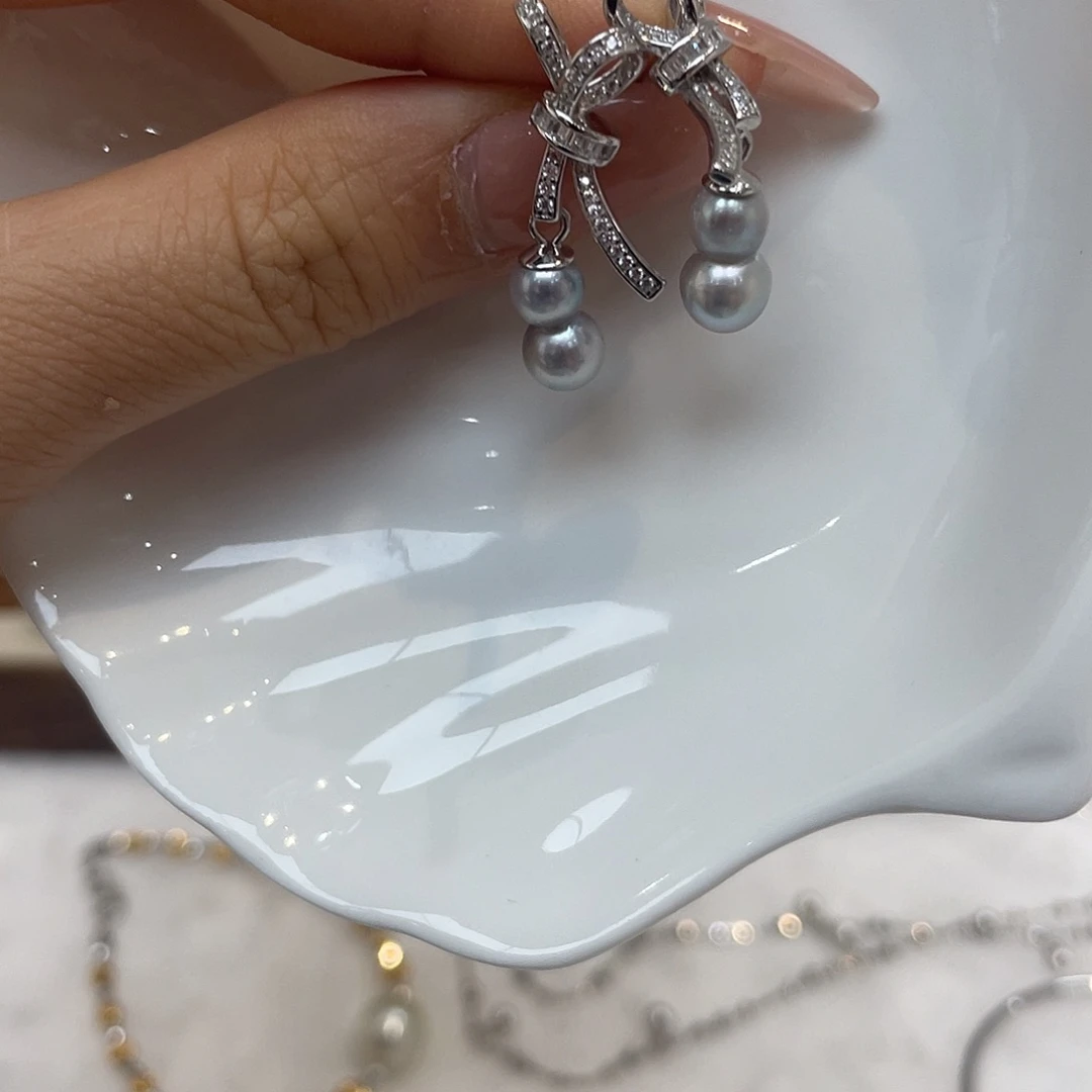 耳饰银S925镶嵌海水珍珠