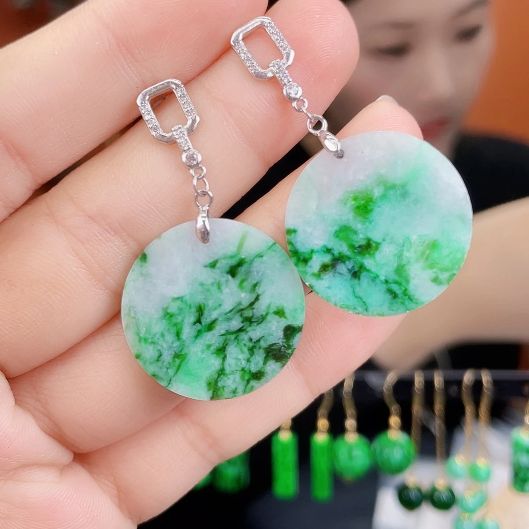翡翠银S925镶嵌耳饰