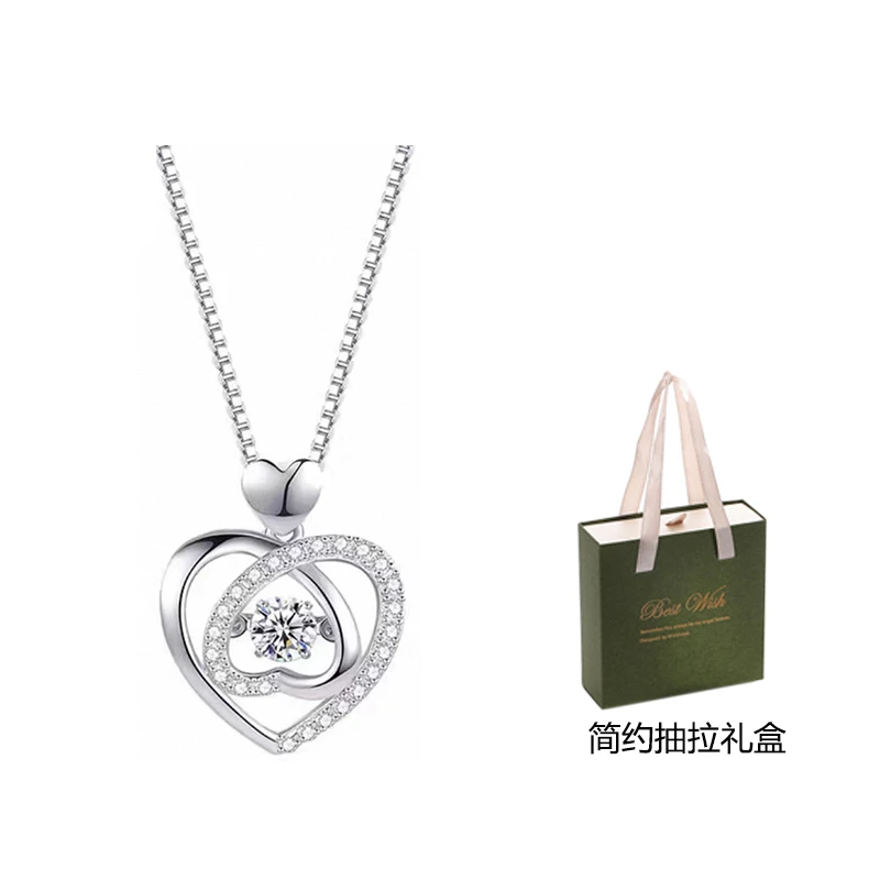 铜合金项链 跳动的心项链女时尚百搭甜美爱心吊坠欧若风生日礼物