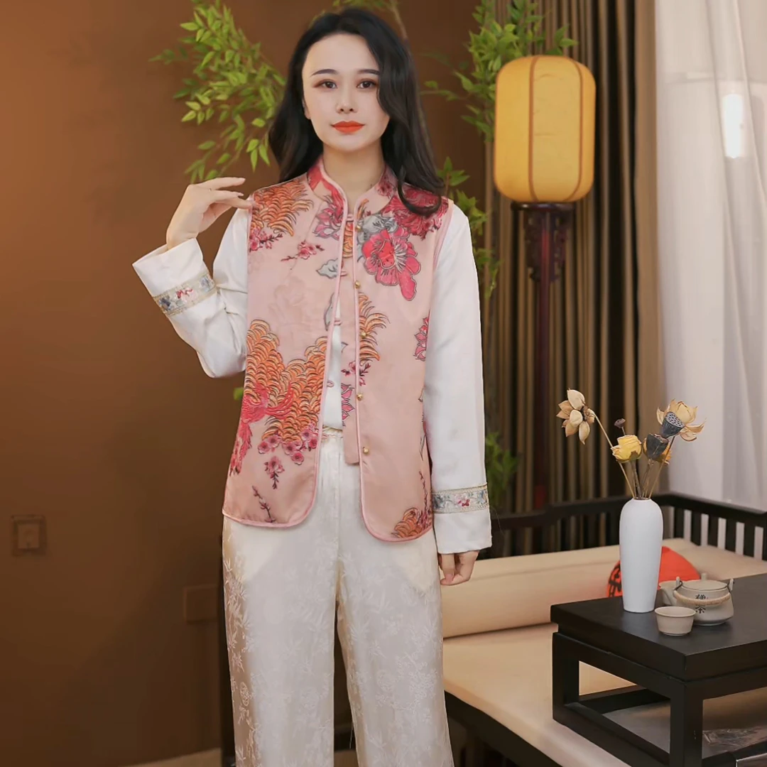 春季新款新中式国风重工提花立领马甲时尚复古春夏款网红马甲F026