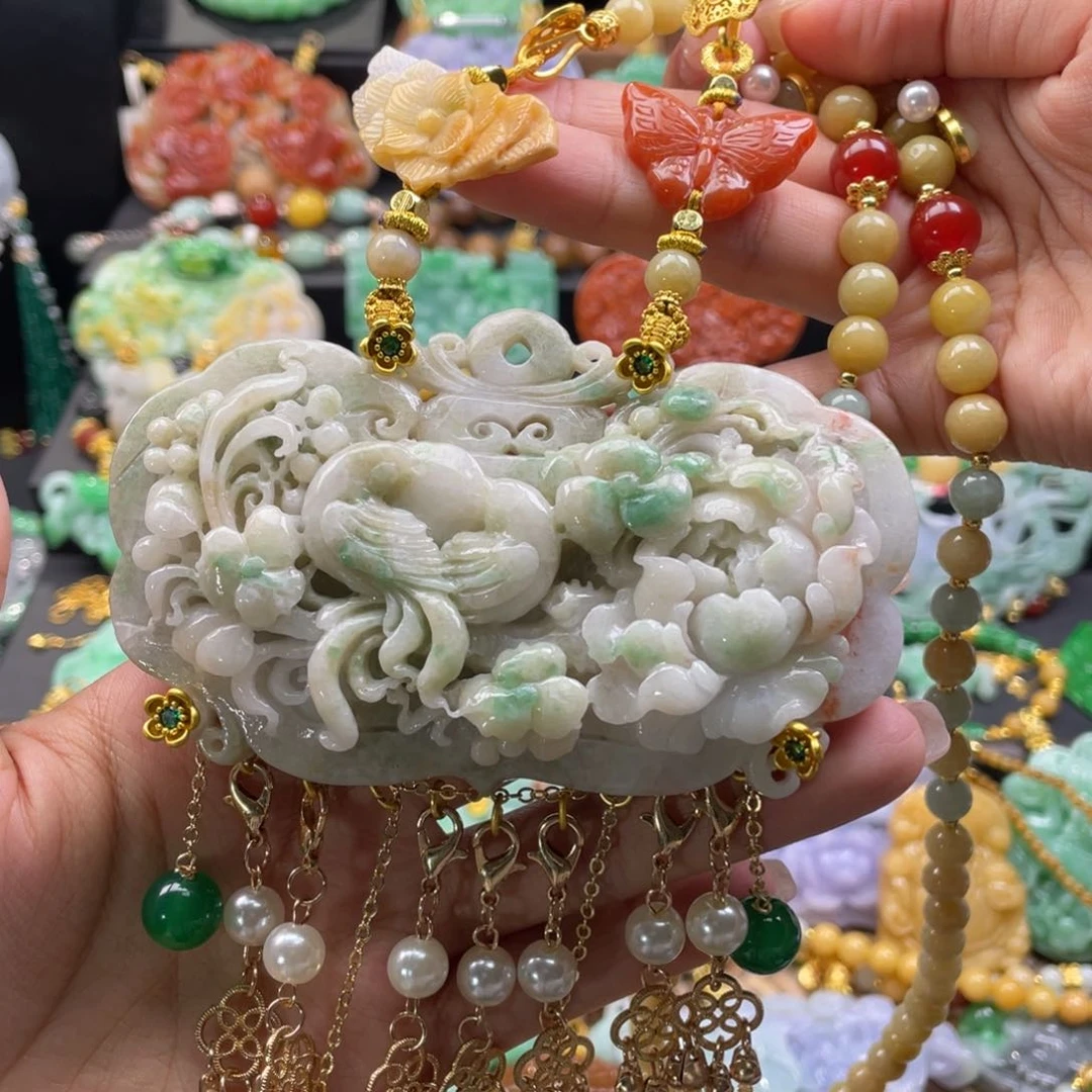 翡翠未镶嵌颈饰代编织