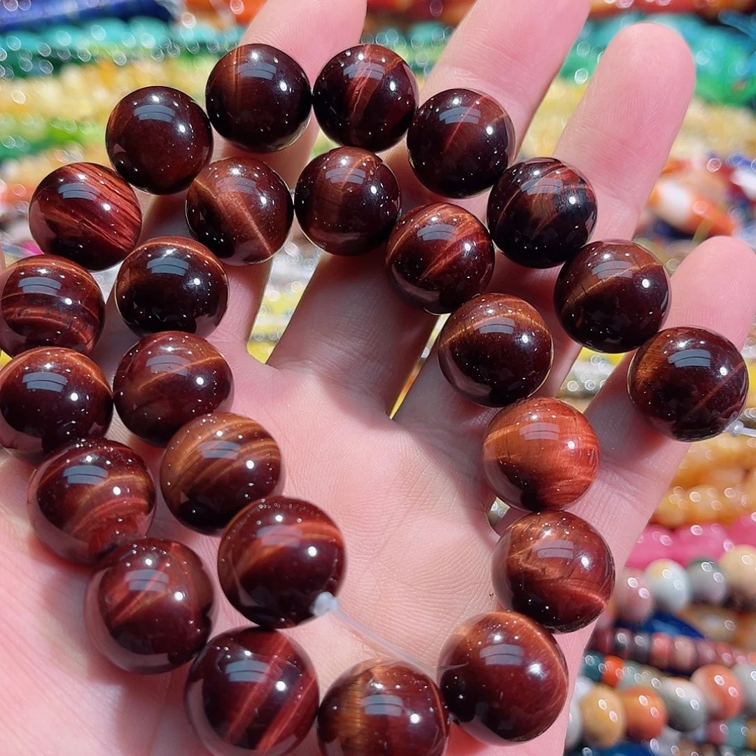 玛瑙/玉髓合金珠宝半成品A级红虎眼一条16mm