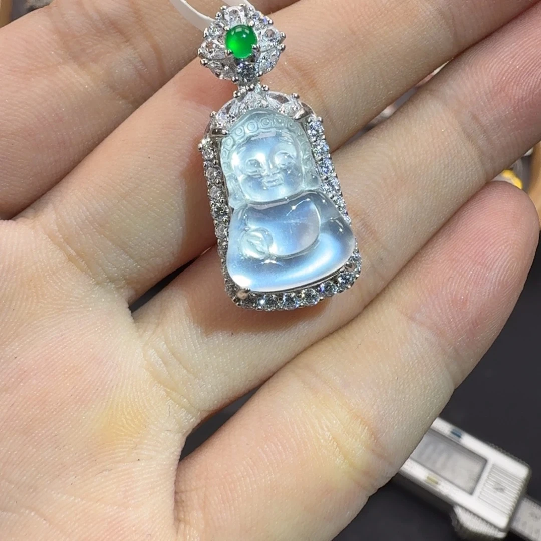 翡翠银S925镶嵌戒指天然缅甸翡翠A货