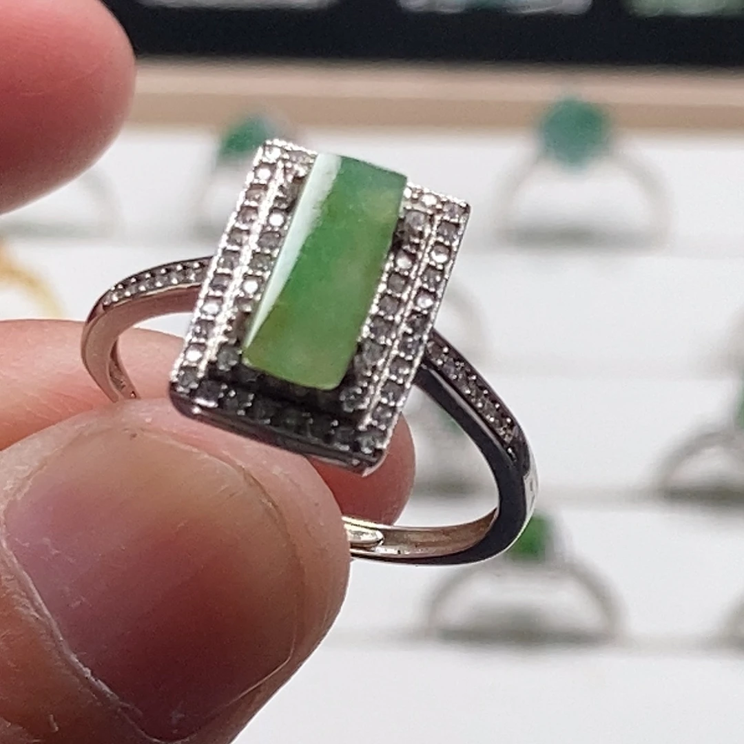 翡翠银S925镶嵌戒指