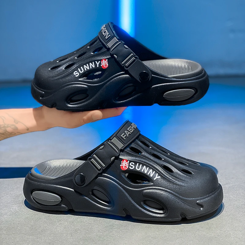 男士夏季新款透气防滑洞洞鞋休闲百搭轻便潮流男款户外开车凉拖鞋