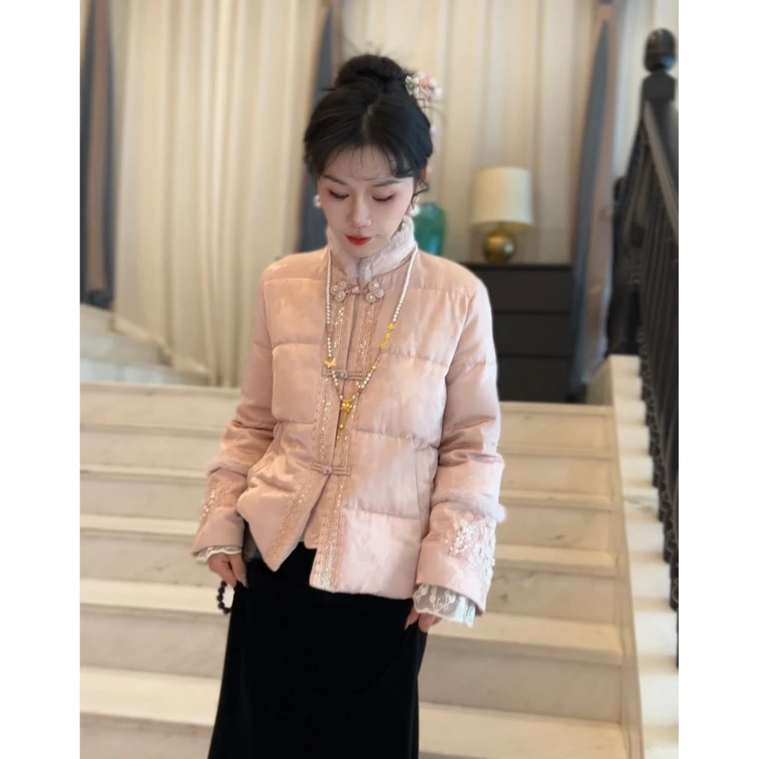 霖优【国风古韵】新中式重工刺绣棉服女2025秋冬季新款百搭气质棉衣