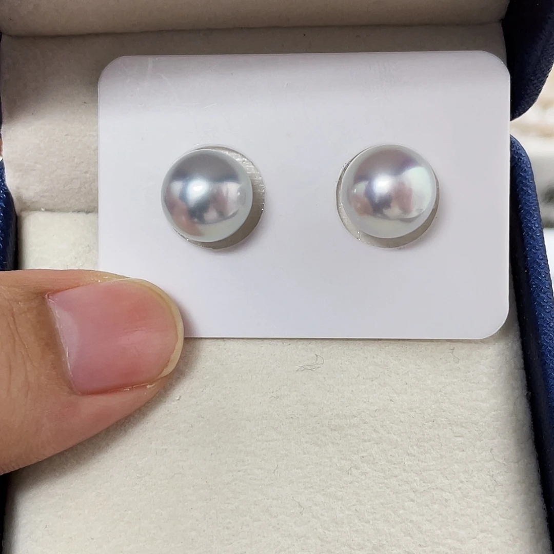 海水珍珠耳饰未镶嵌冷炫光澳白10.7mm