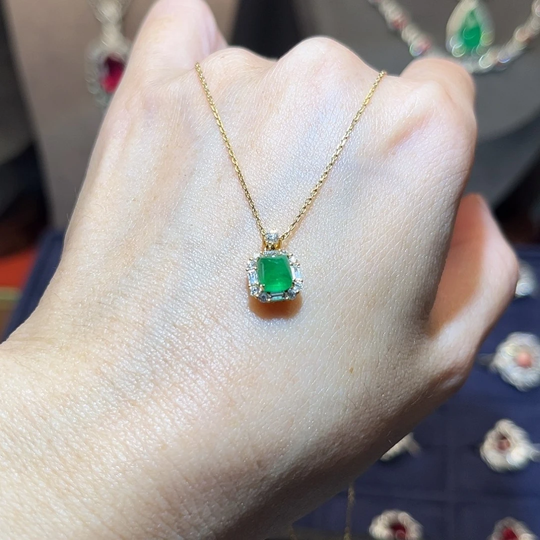 颈饰祖母绿18K金镶嵌94份阿富汗潘杰希尔唐塔锁骨链