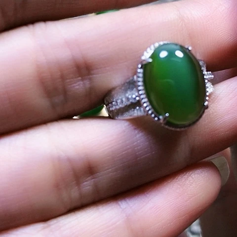 和田玉银S925镶嵌戒指