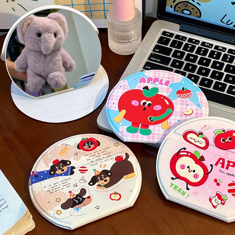 可爱便携化妆镜女生专用旅游可折叠手持补妆镜学生大号折叠镜子