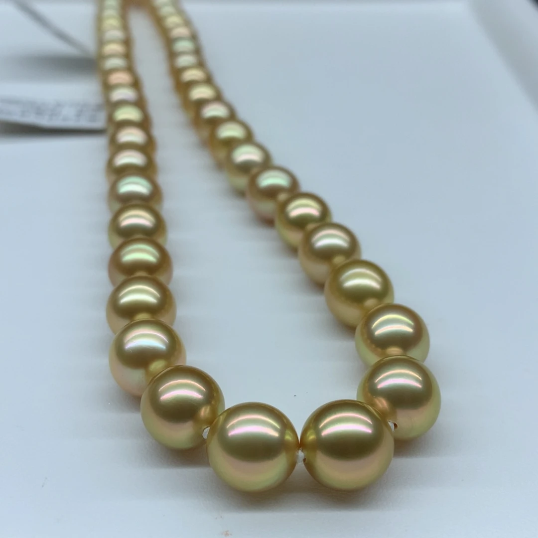 颈饰海水珍珠18K金镶嵌9.3-10.7mm金珠项链