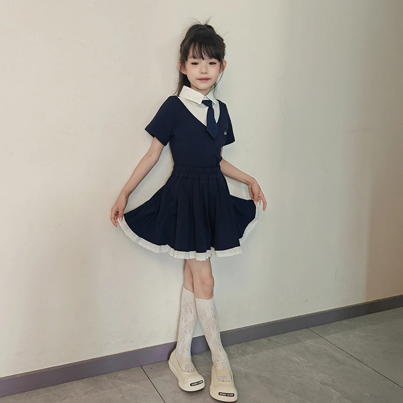独特洋气时髦女童装夏季2025新款女孩学院风裙子儿童女夏装三件套
