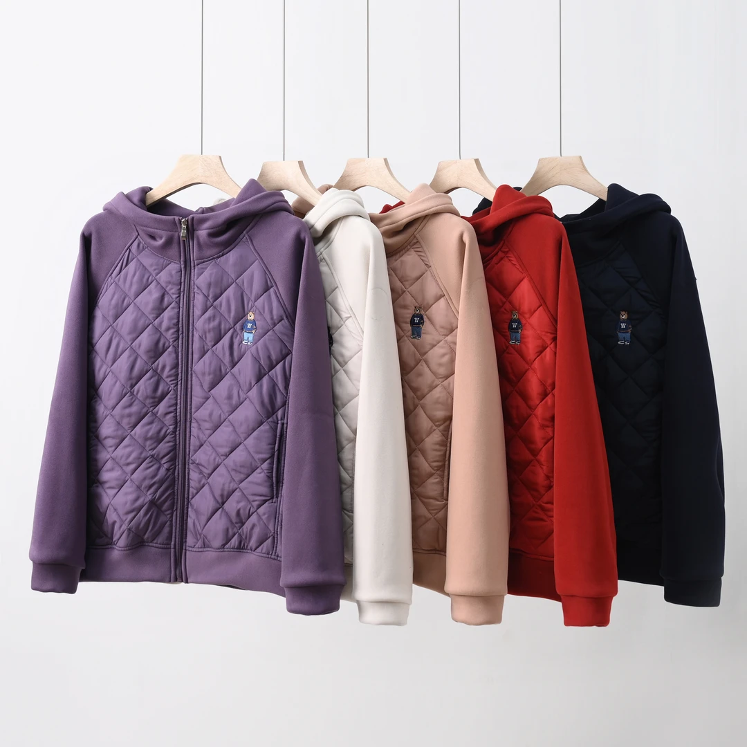 冬季新款防风加厚夹棉韩版小熊休闲百搭连帽外套