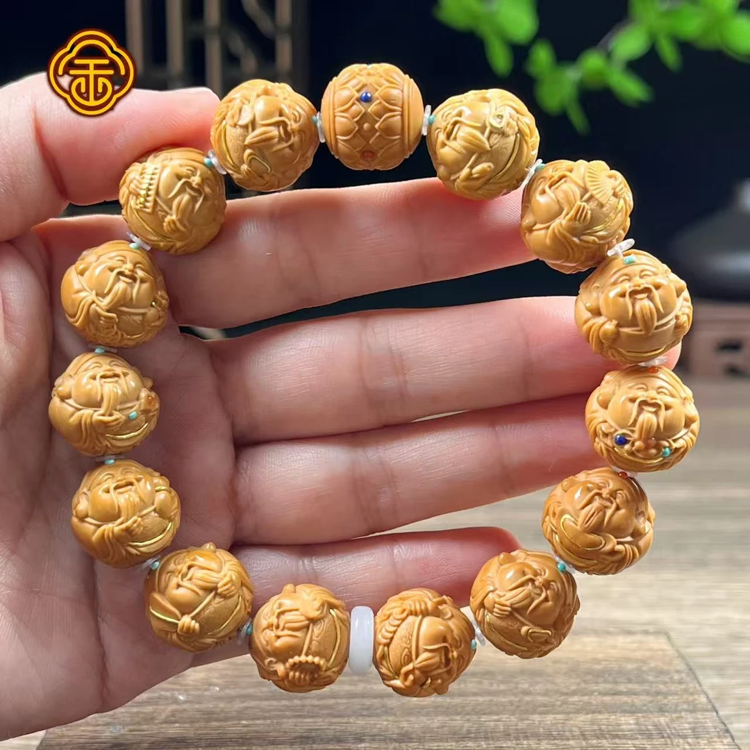 猴头核桃 1.65多宝瑞兽财神镶嵌金+金标款  文玩手串