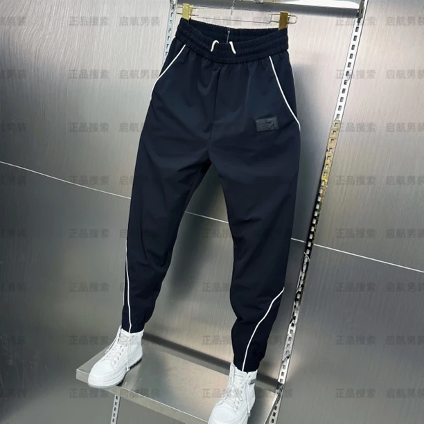 春夏速干薄款潮透气拼接休闲裤薄款速干运动宽松百搭男装弹力时尚