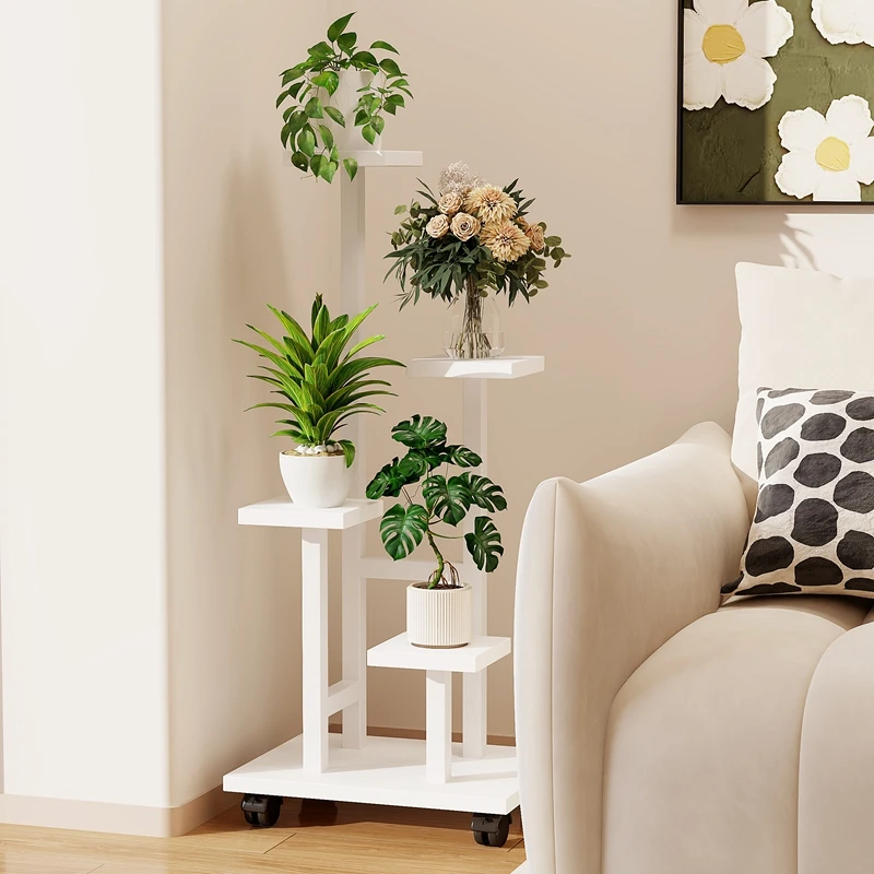 阳台花架子多层落地式客厅置物架带轮绿萝花盆架室内家用