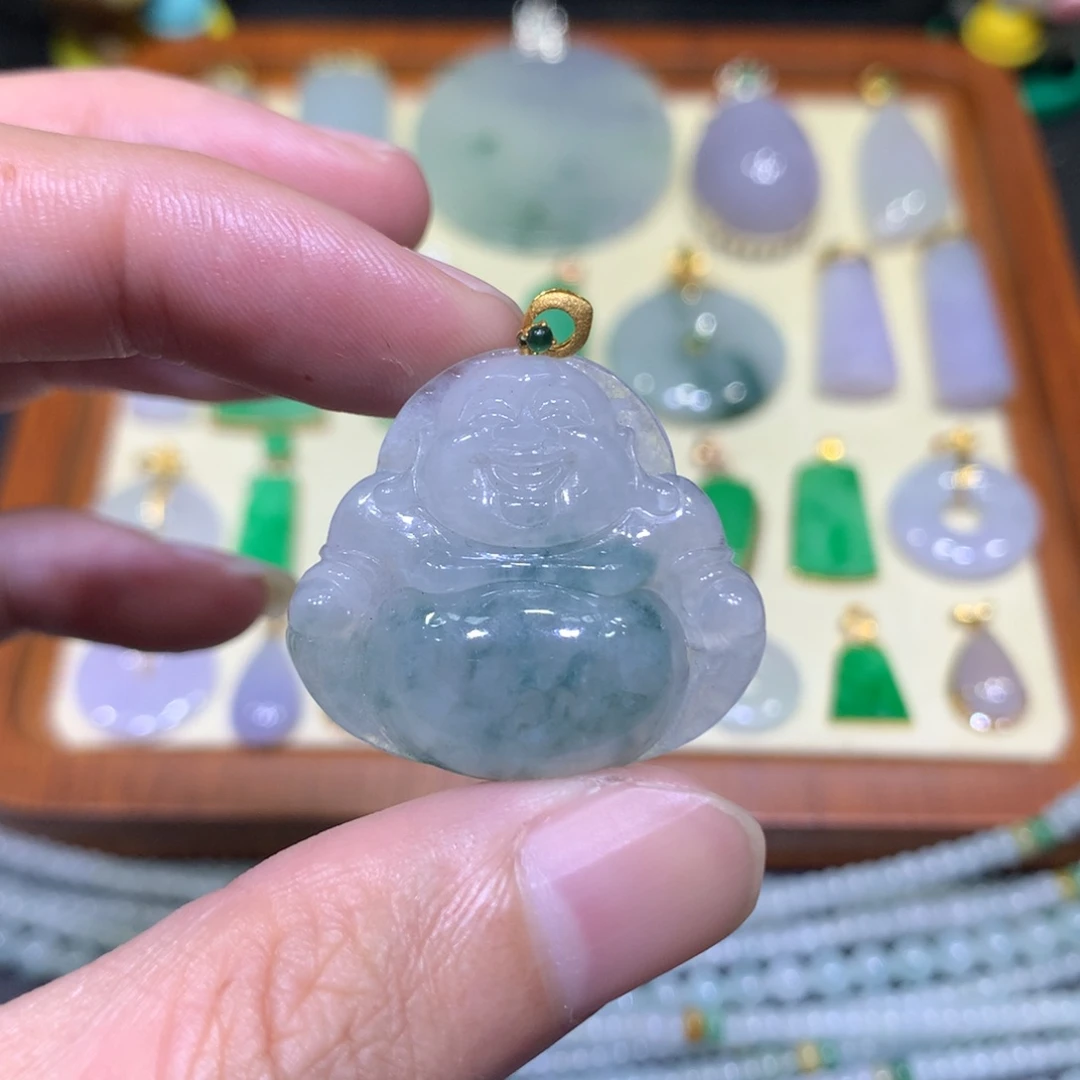 吊坠(不含链)18K金镶嵌翡翠