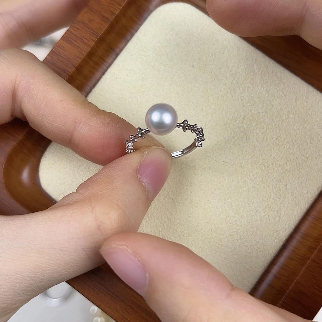 银S925镶嵌戒指海水珍珠