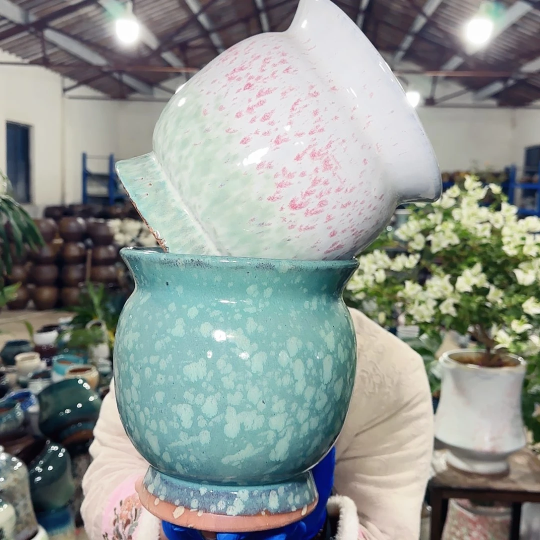 紫砂花盆高20口19