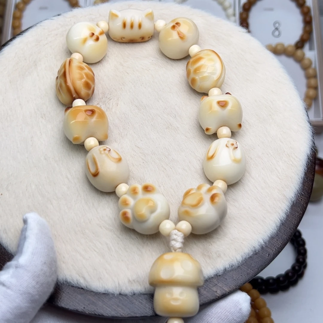 菩提根/象牙果手串卡23+象牙果原果雕刻手持S15