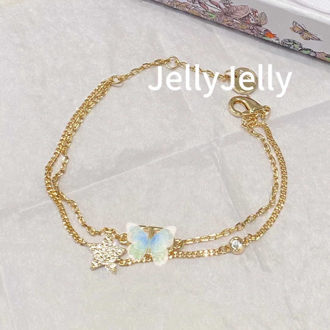 铜合金手链 双层星星手链金色饰品简约大气百搭猪鼻子手链【J02】