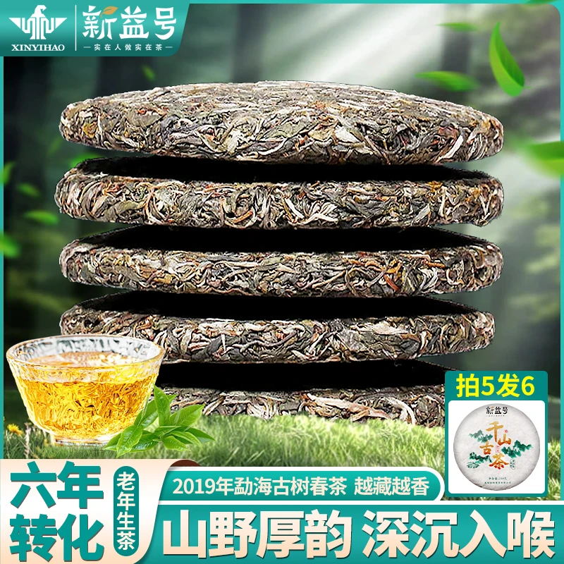 春茶新益号普洱茶生茶2019云南古树茶勐海班章茶叶旗舰店冰岛生普