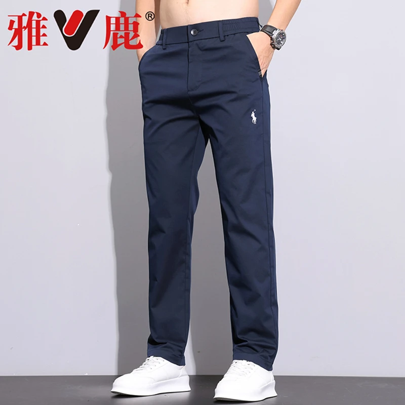 雅鹿男装秋季新款男士轻商务修身直筒休闲裤显高显瘦爆款时尚百搭