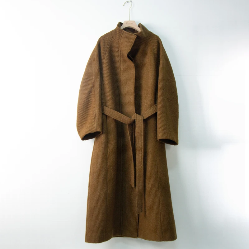 《松岛白茶》 秋冬长款系带大衣 定制工费小鱼自制25381