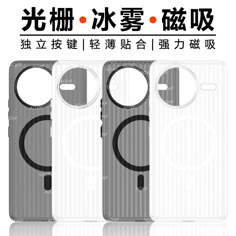 AOAP适用红米K80至尊版光栅手机壳K80/Pro透明磨砂磁吸轻薄PC硬壳