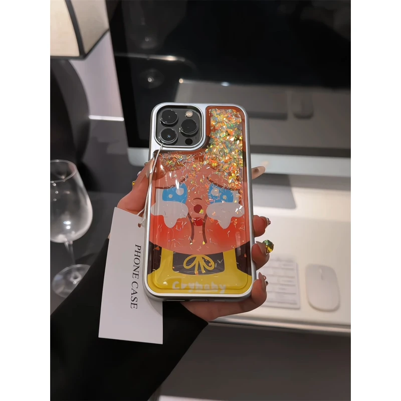适用苹果16pro手机壳iphone15电镀相框14/15plus小众12蝴蝶结哭娃