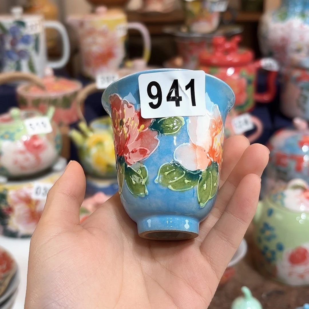 聂***梵景德镇手绘高温釉下彩陶瓷茶具