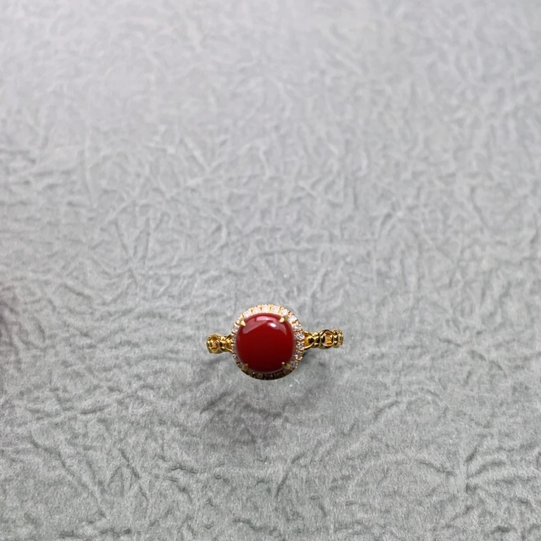 南红玛瑙18K金镶嵌配饰