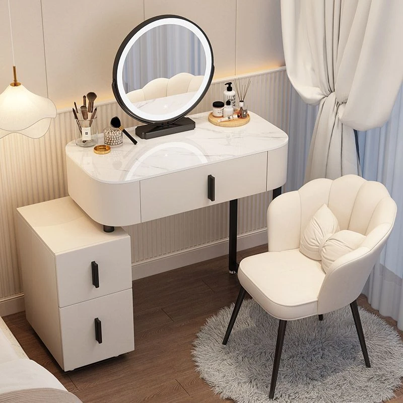 新款小户型梳妆台卧室现代简约轻奢高级岩板书桌化妆台一体化妆桌