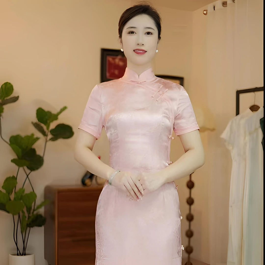 送考旗袍轻奢高腰版修身显瘦气质富贵长款旗袍