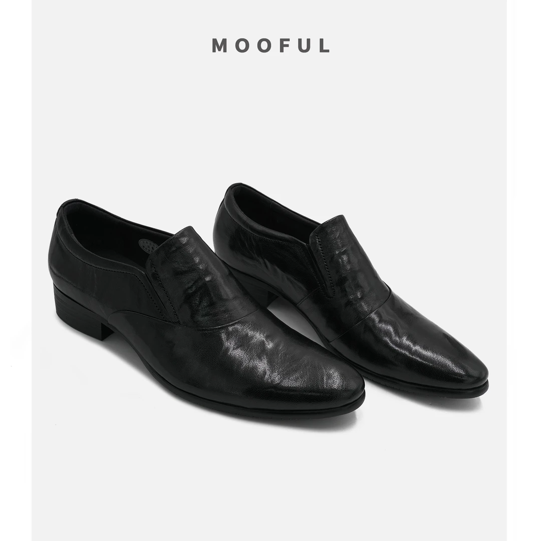 牟夫「简约商务」2025新款高端英伦风真皮一脚蹬男士皮鞋尖头皮鞋