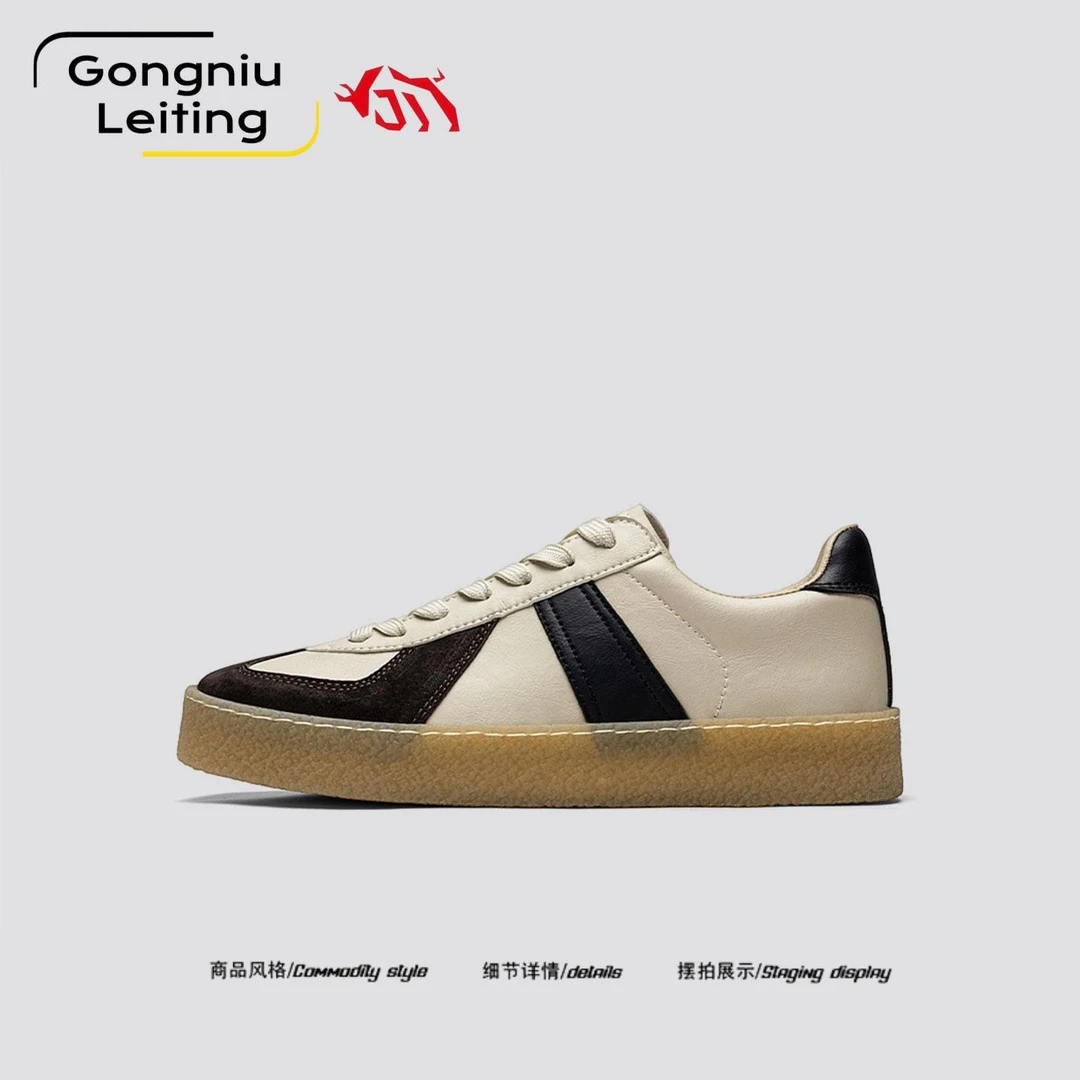 [高端复古]德国公牛雷霆男鞋春秋防滑牛筋底男士休闲运动德训鞋子