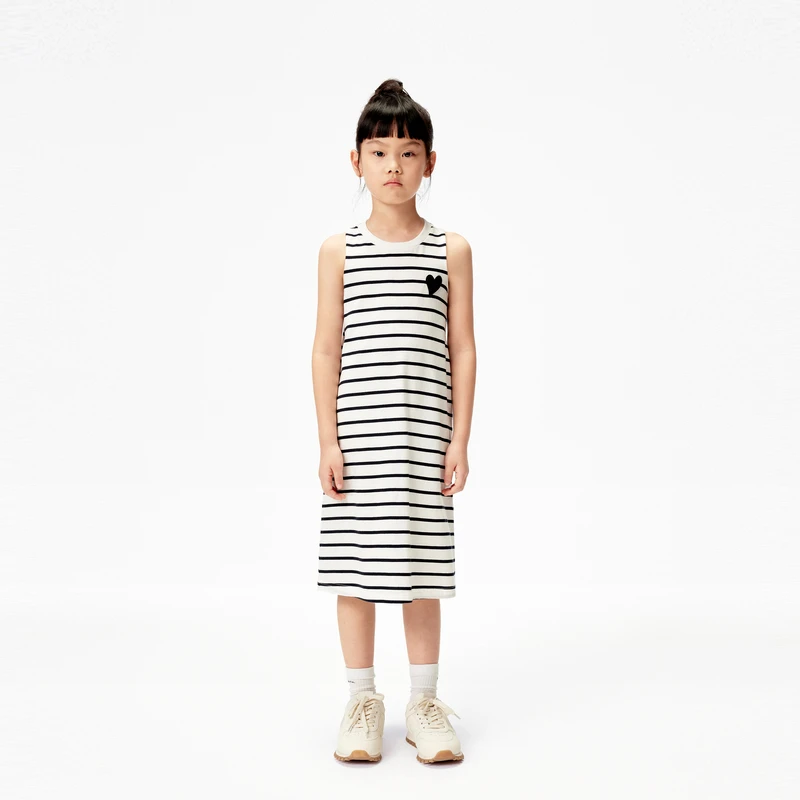 littlemoco童装25夏新款女童无袖背心条纹扭结连衣裙#KBE2DRST01