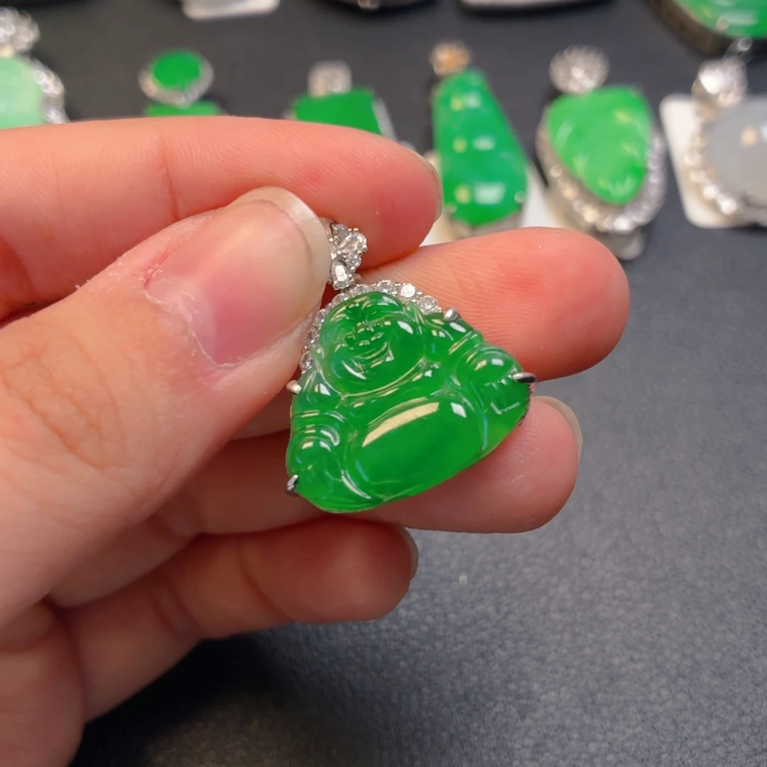 翡翠银S925镶嵌吊坠(不含链)