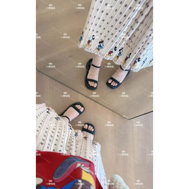 小雅姐姐  夏季复古卡通印花压褶减龄半身裙IX45