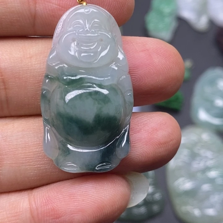 翡翠18K金镶嵌颈饰天然缅甸翡翠A货