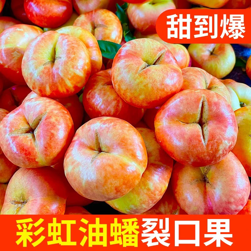 （顺丰）山东蒙阴头茬彩虹油蟠桃（裂口果）现摘新鲜甜嫩多汁水果