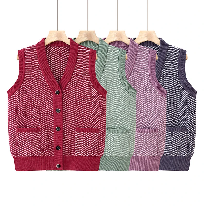 中老年女装新款春秋毛衫背心气质妈妈装针织马甲老年女装妈妈装