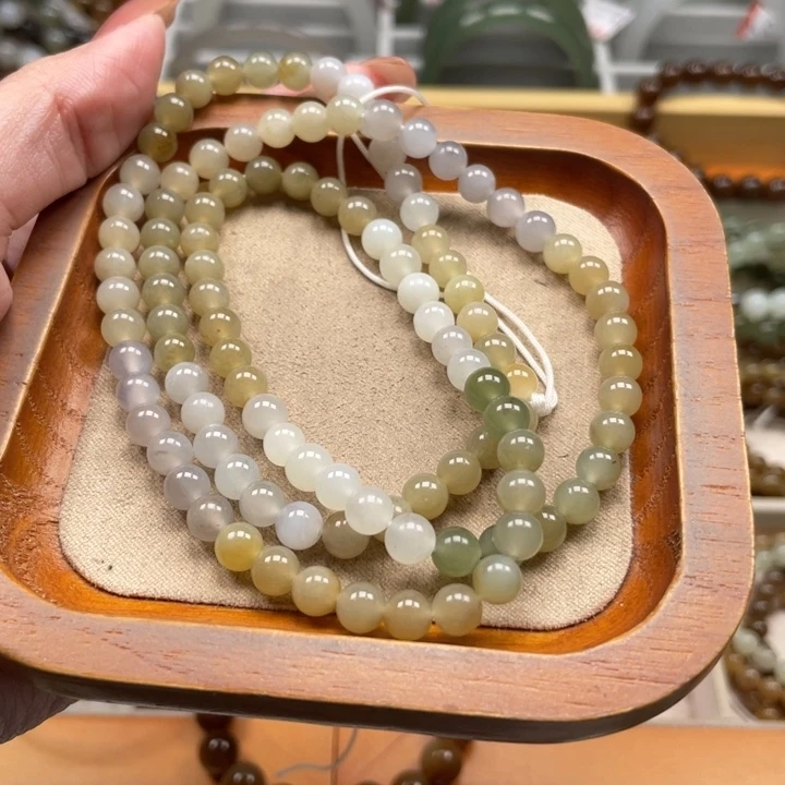 和田玉珠串6mm未镶嵌