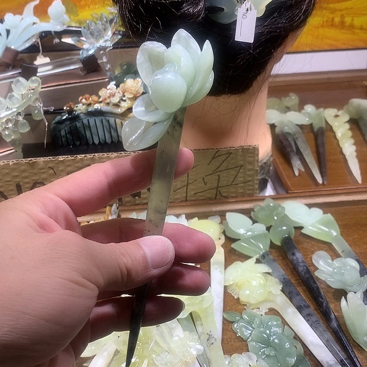 合金蛇纹石玉发饰