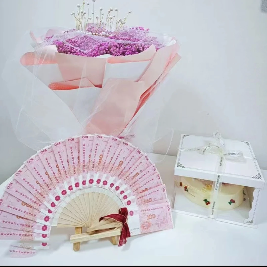创意红包扇子手工扇子摆件装现金生日情侣礼物折扇节日diy礼物
