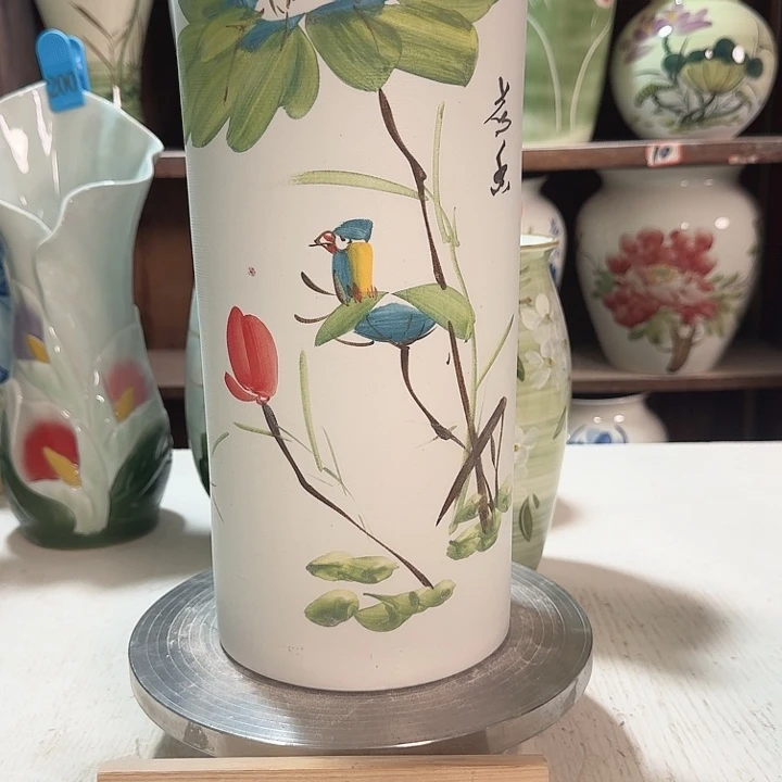 陶瓷直筒荷花鸟高33 新款新款陶瓷陶瓷