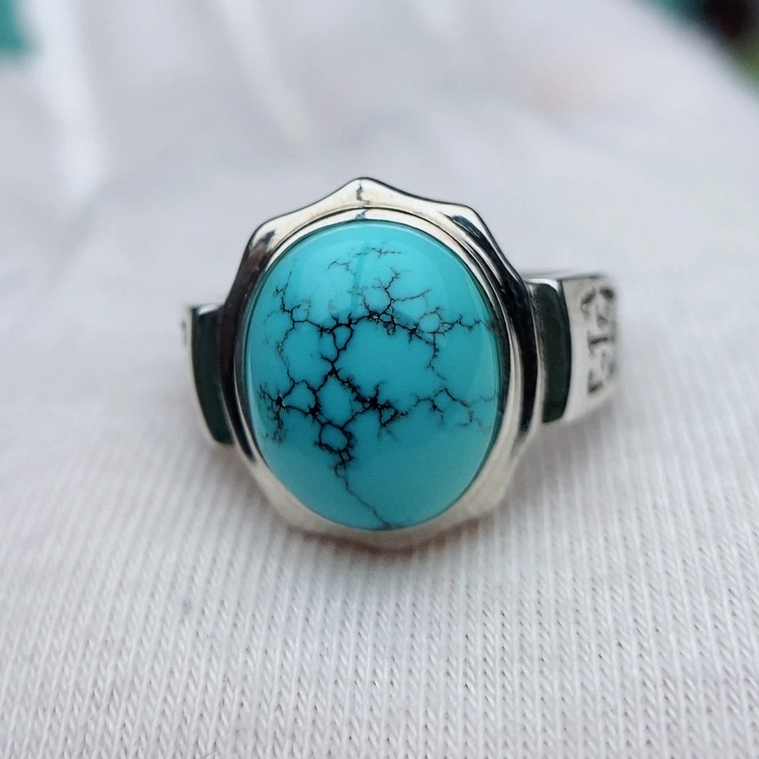 绿松石银S925镶嵌戒指